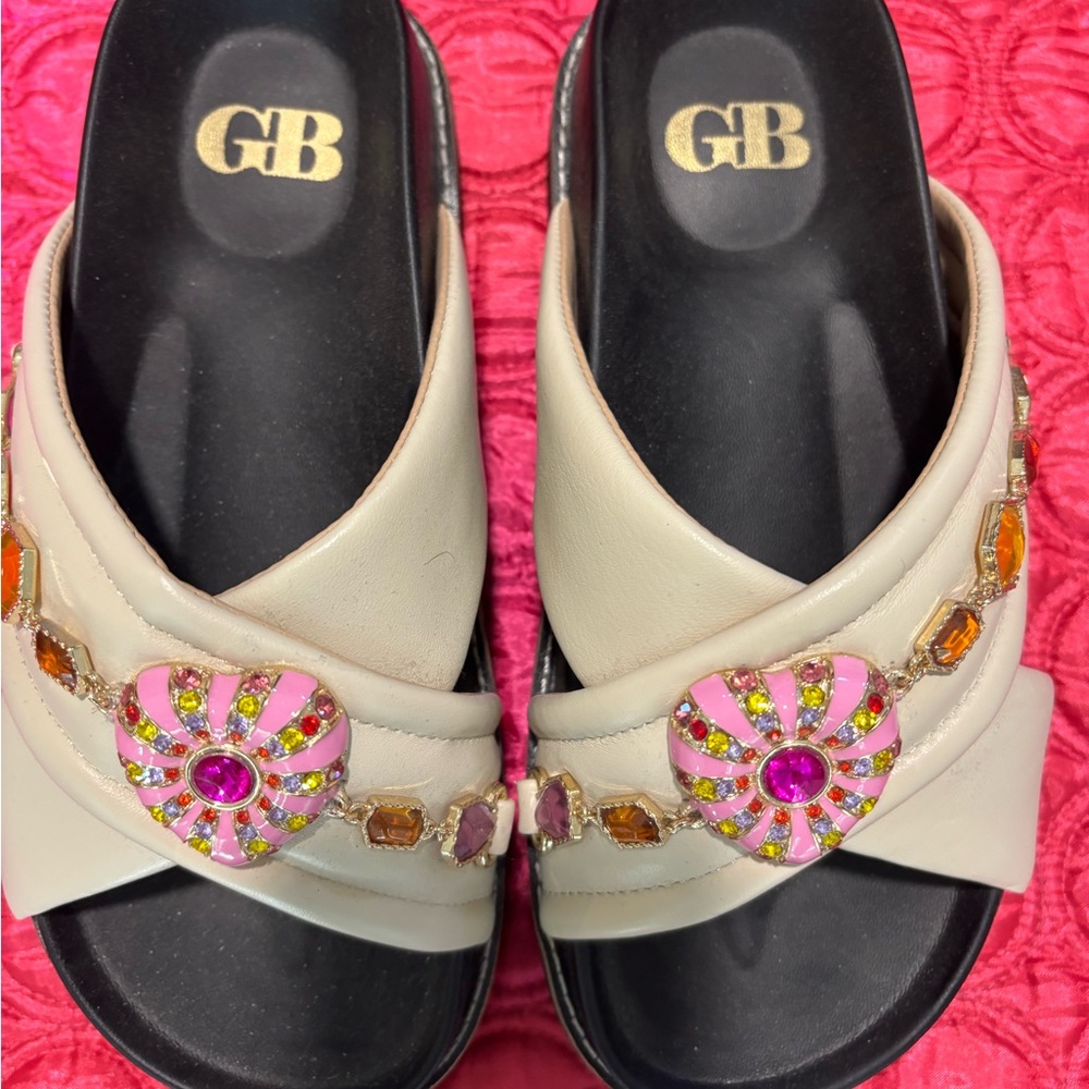 Gianni Bini Patent leather cross strap jeweled slides - Picture 8 of 8